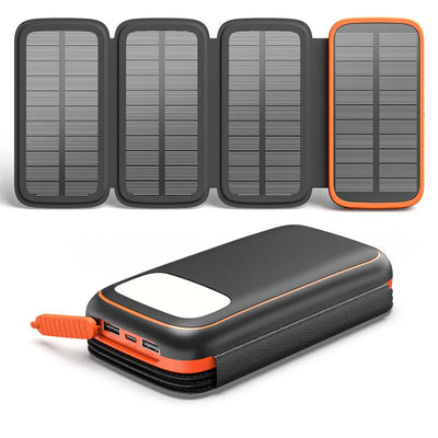 Solar Charger Power Bank, 27000Mah USB C Solar Phone Charger with 3 USB Outputs with 4 Foldable Solar Panels Battery Pack Charger Compatible with Most Smart Phone