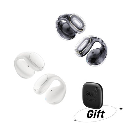 Soundcore C30I by Anker, Open-Ear Earbuds, Clip-On Headphones, Lightweight Comfort, Stable Fit, Firm-Shell Design, Attachable Ear Grips, Big Drivers for Vibrant Sound, 30H Play, IPX4 Water-Resistant(2-Pack,Black and White,Free Smarttrack Link)