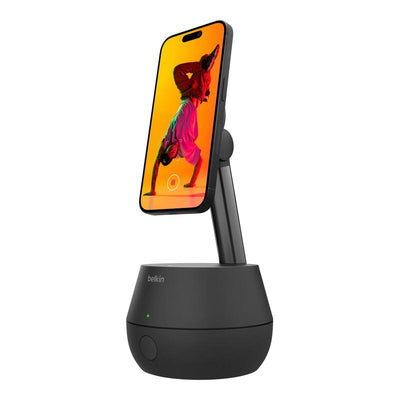 Belkin Stage Auto Tracking Stand Pro W/15W Magsafe Magnetic Wireless Charging, Dockkit, Best of CES 2024, Face Tracking, Motorized 360 & 90 Degree Tilt, Quiet & Smooth Motion, 5Hr, NFC Easy Pairing, IOS (17 or Above) for Iphone 15, 14, 13, 12, Ios 17+